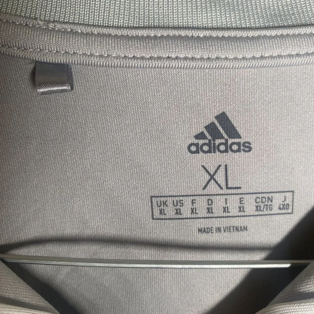 Adidas Mens XL Gray Long-Sleeve Polo Shirt With Zip Collar - Picture 2 of 7
